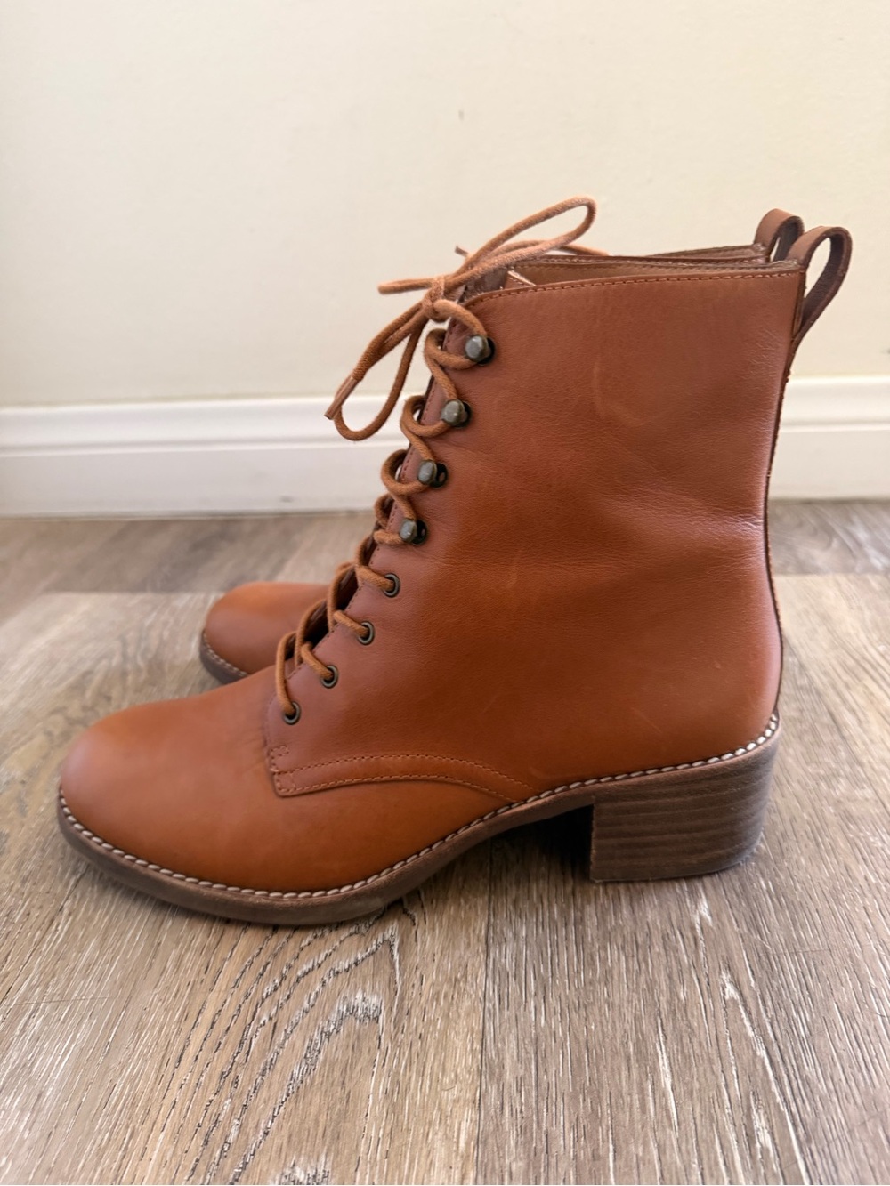 Madewell The Patti Lace Up Ankle Boots English Saddle Brown Leather 9 Fall